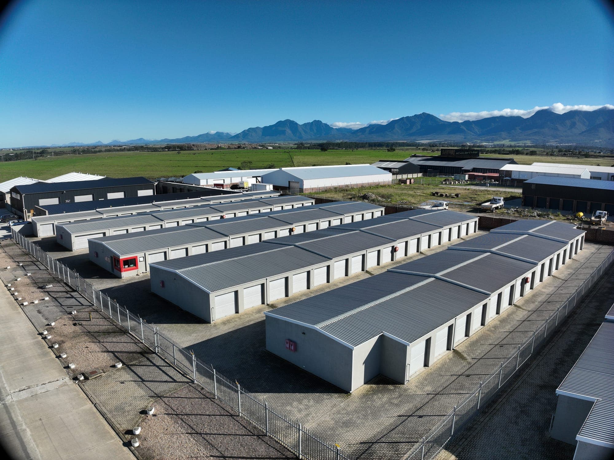 Aerial view of lock-up garage rows