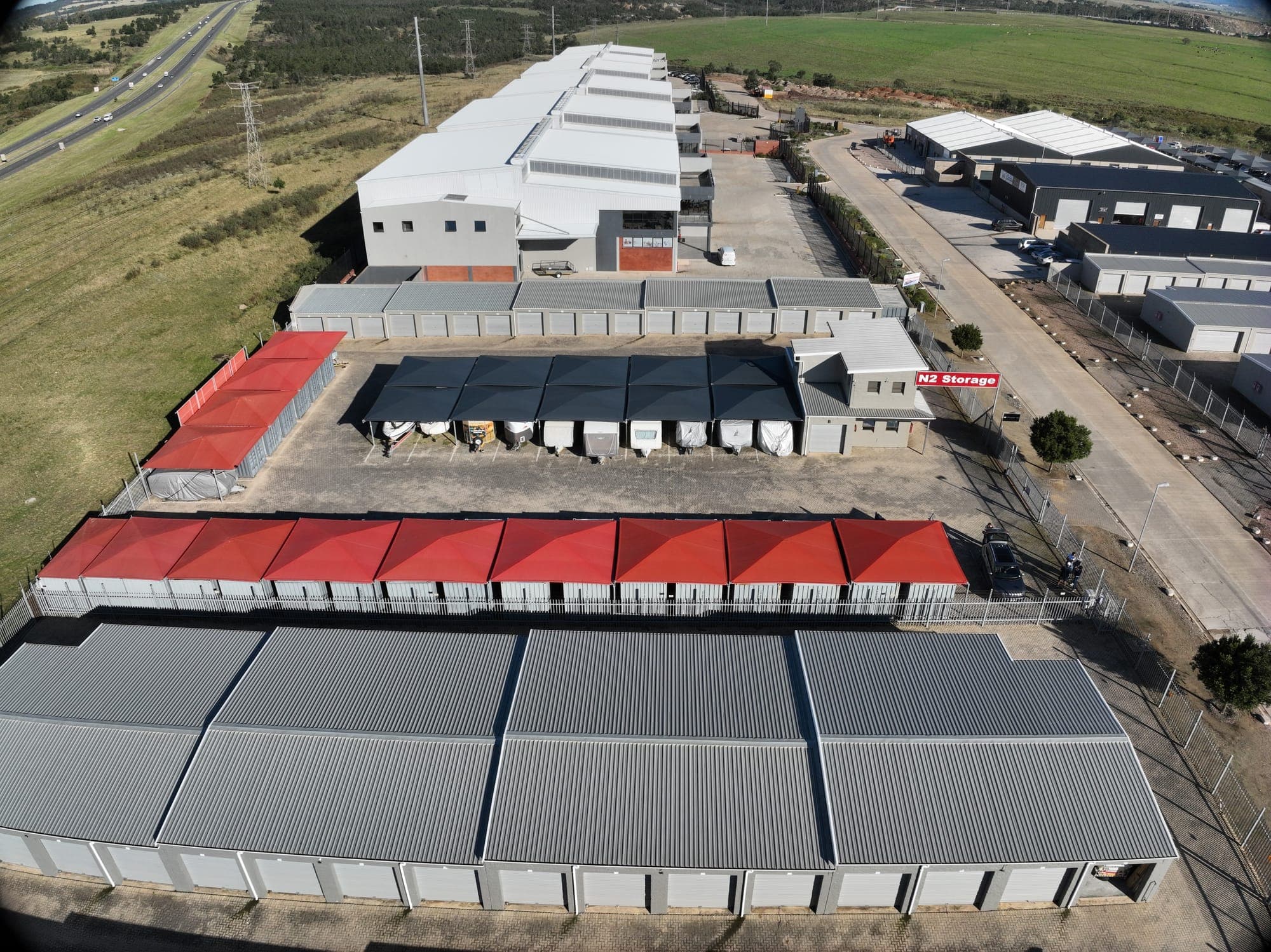 Top-down aerial of the N2 Storage layout